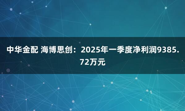 中华金配 海博思创：2025年一季度净利润9385.72万元